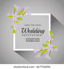 vintage wedding invitation with floral elements