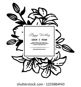 Vintage wedding invitation with flowers hand draw vector