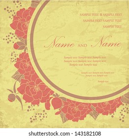 Vintage wedding invitation with flowers. Vector illustration