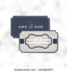 Vintage wedding invitation label vector set