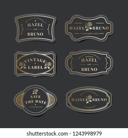 Conjunto vectorial de etiqueta de invitación de boda vintage