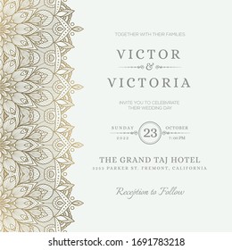 Vintage wedding invitation with mandala