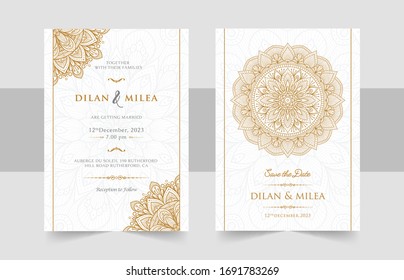 Vintage Wedding Invitation With Mandala