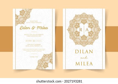 Vintage wedding invitation with mandala