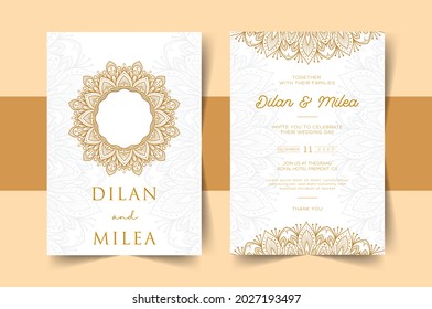 Vintage wedding invitation with mandala