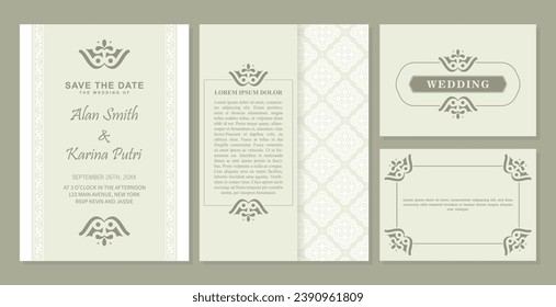 Vintage wedding invitation with pattern motif
