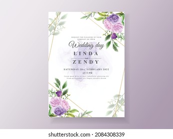 Vintage wedding invitation purple flower