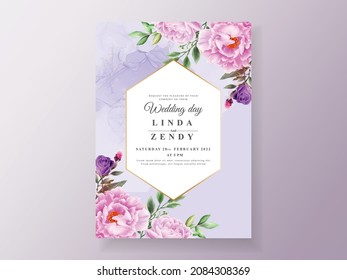 Vintage Wedding Invitation Purple Flower