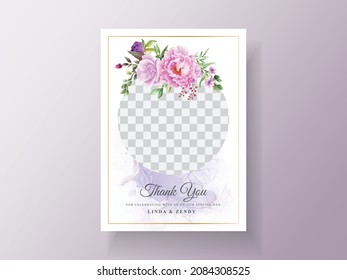 Vintage wedding invitation purple flower