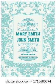 Vintage wedding invitation. Save the date. Vector illustration