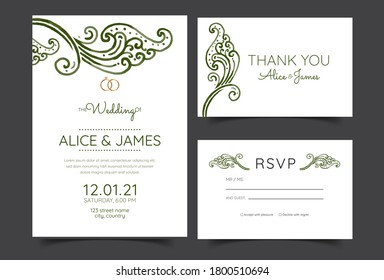 Vintage wedding invitation. Save the date. Vector illustration