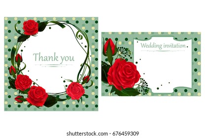 Vintage wedding invitation - stock vector. Red Rose.Happy Mothers Day. Rose Flowers. Vector illustration.Women's Day. Background Beautiful. Lettering. Card. Banners  Design Template. Springtime. 