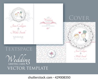 Vintage Wedding Invitation Template. Elegant Cartoon Flourish Design. Bridal Shower Card. Vector illustration