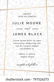 Vintage Wedding Invitation template with floral background. Watercolor effect. Vector illustration