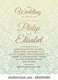 Vintage Wedding Invitation template. Vector illustration