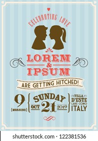 Vintage Wedding Invitation Template Vector/illustration With Cameo