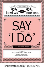 vintage wedding invitation template vector/illustration