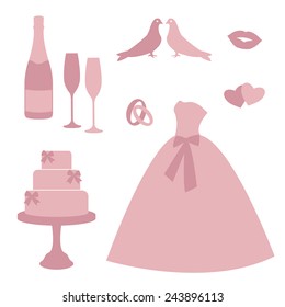 Vintage wedding invitations icons isolated on white background. Design template for label, banner, badge, logo. Vector.