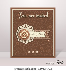 Vintage wedding isolated flyer. Vector illustration.