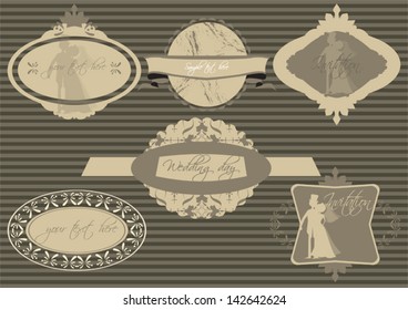 Vintage wedding labels set