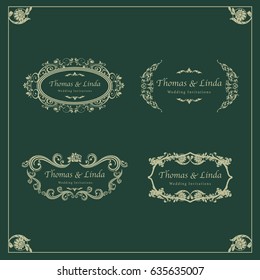 Vintage wedding labels vector