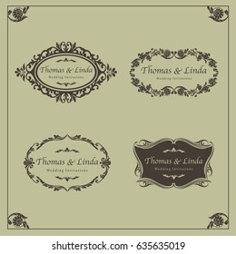 Vintage wedding labels vector