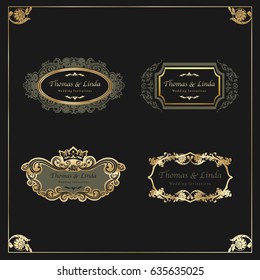 Vintage wedding labels vector