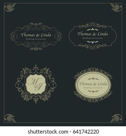 Vintage wedding labels vector