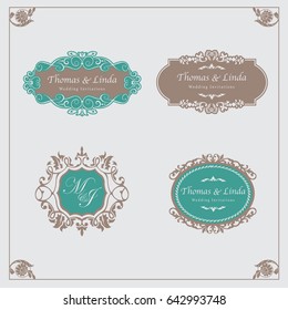 Vintage wedding labels vector