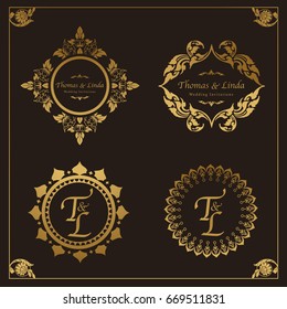 Vintage wedding labels vector