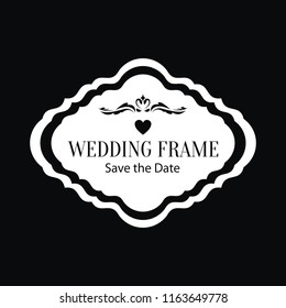 vintage wedding ornament vector in black background