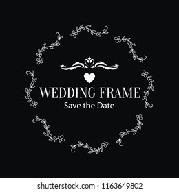 vintage wedding ornament vector in black background