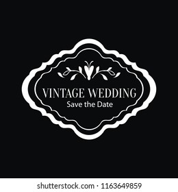 vintage wedding ornament vector in black background