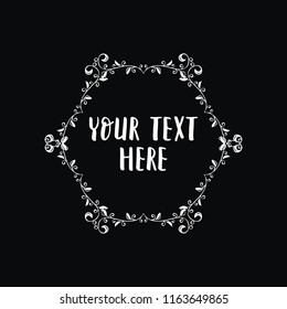 vintage wedding ornament vector in black background