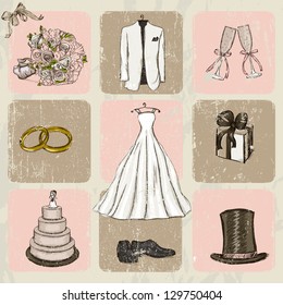 Vintage Wedding Poster. Vector Illustration EPS8