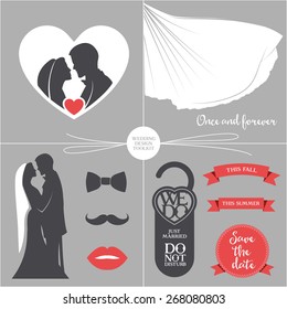 Vintage wedding set of design elements.