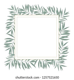Vintage wedding set with greenery. Vector illustration. Wreath with leaves and twigs. Design elements.