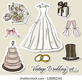 Vintage Wedding Set. Vector Illustration EPS10