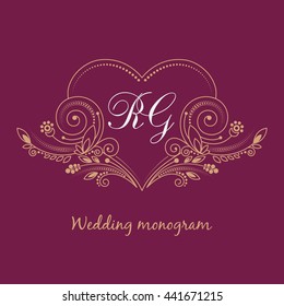 Vintage wedding vector monogram.
Luxury logo template flourishes calligraphic elegant ornament lines. 