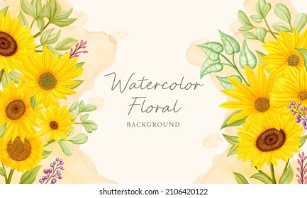 Vintage Wedding Watercolor Sunflower Background