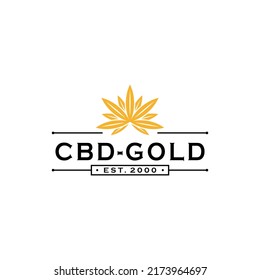 Vintage Weed CBD Gold Symbol Logo Design
