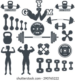 Vintage Weight Lifting Labels and Stickers. Gym logotypes