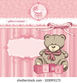 vintage welcome baby girl announcement card and greeting card