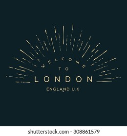 Vintage welcome to London text badge