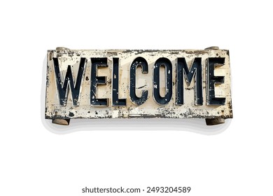 Vintage Welcome Sign with Distressed Paint. Vector illustration design.