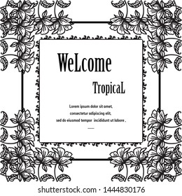 Vintage of welcome tropical, decorative flower. Vector