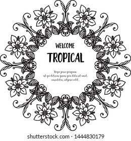 Vintage of welcome tropical, decorative flower. Vector