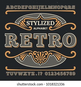 Vintage western 3d typography. Gothic retro vector type. Retro numbers and letters. Abc text, alphabet type vintage, gothic typography and number illustration