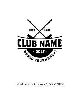 vintage Western Country Texas Golf Logo design, crossed stick golf badge label design