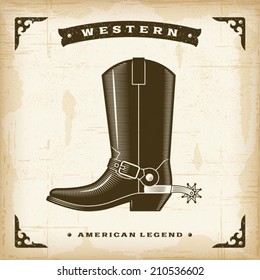 Vintage Western Cowboy Boot. Editable EPS10 vector illustration.